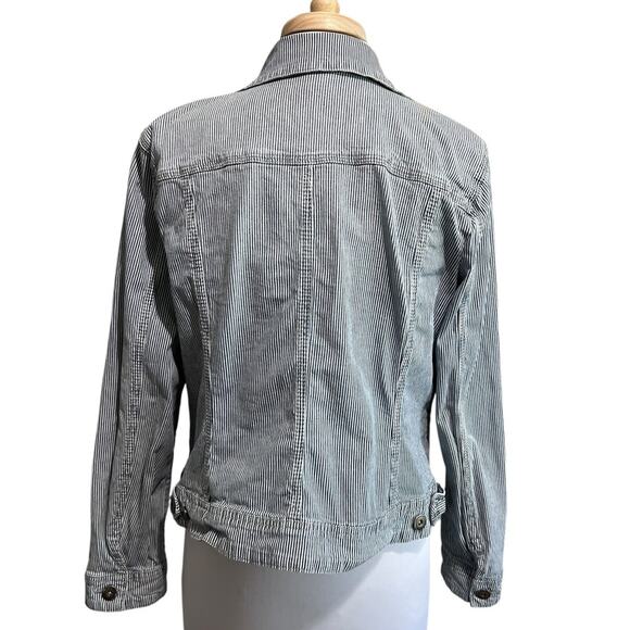 BACCINI Railroad Stripe Jean Jacket Womens XL Casual Denim Steampunk - Picture 5 of 6